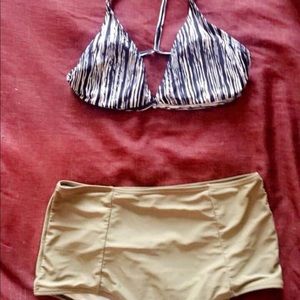 High Waisted Striped Swimsuit